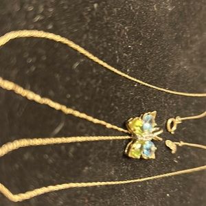 Gorgeous 10k/14k butterfly. Real gold and stones necklace